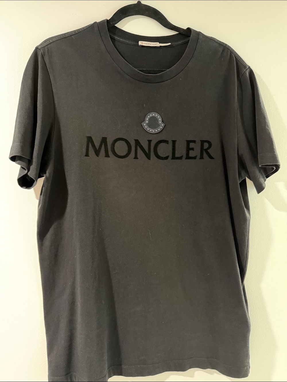 Moncler Black Logo Crewneck Tee with Chest Emblem